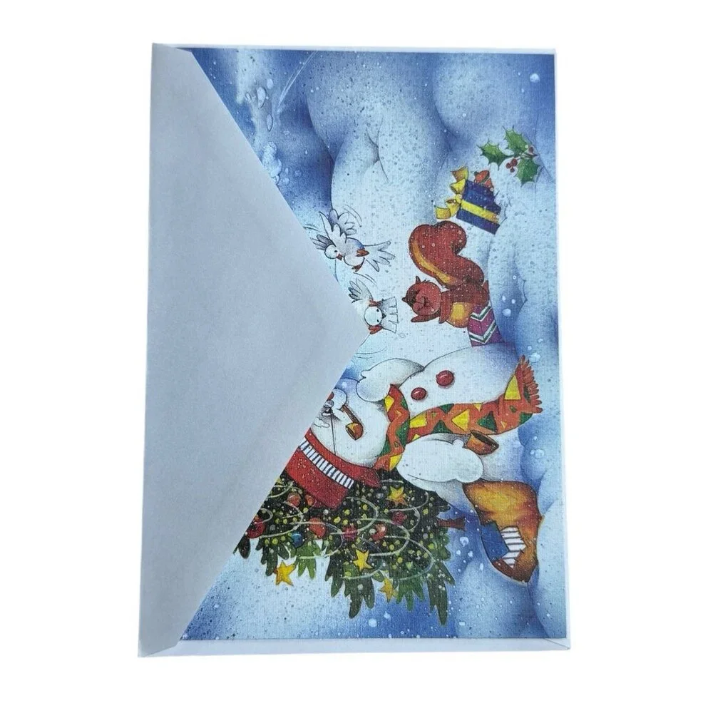 AHAF Exclusive Collection Greeting Christmas Card Snowmen‎ Squirrel USA Envelope